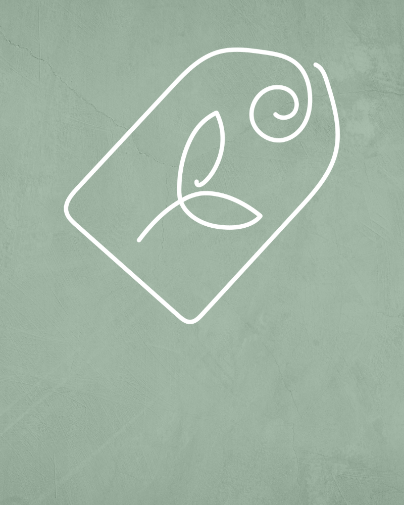 Green textured background with a line drawing of product label.